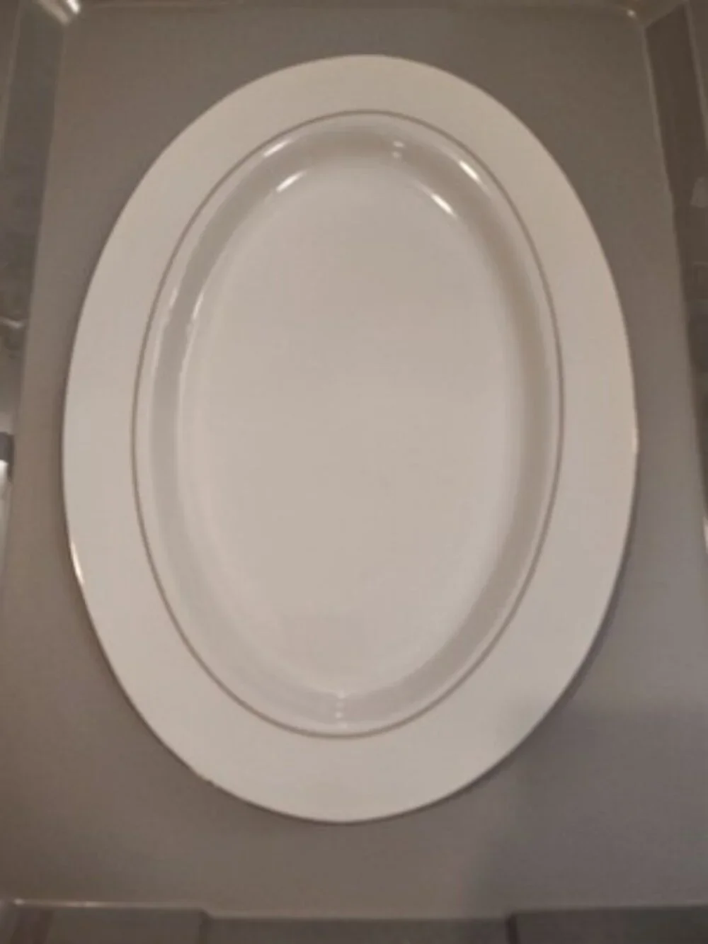 Lynns Fine China 14” Oval platter White With Gold Trim kitchenware dinnerware